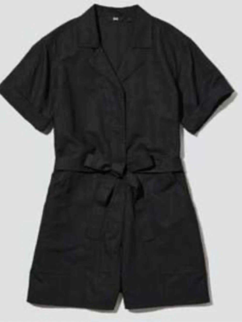Uniqlo Linen Blend Black Short Sleeve Romper